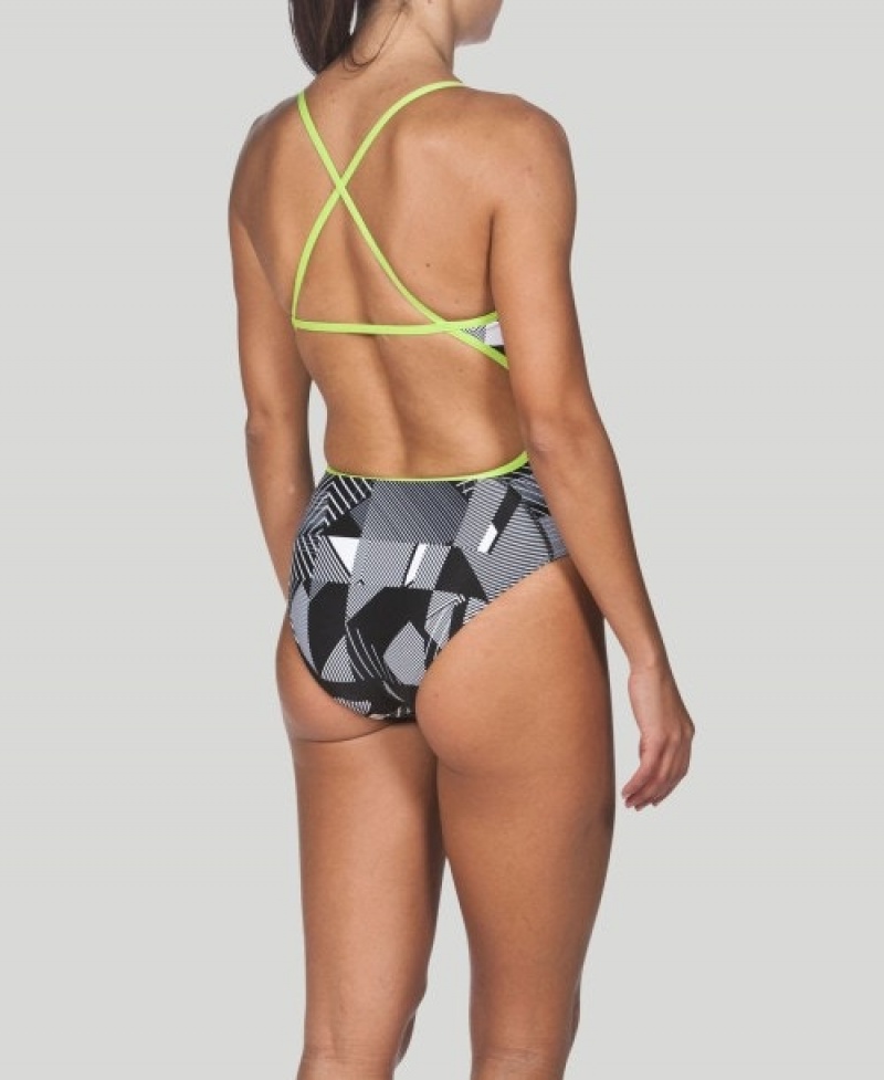 Grey Arena Optical Accelerate Back Women's Swimsuits | 99421041