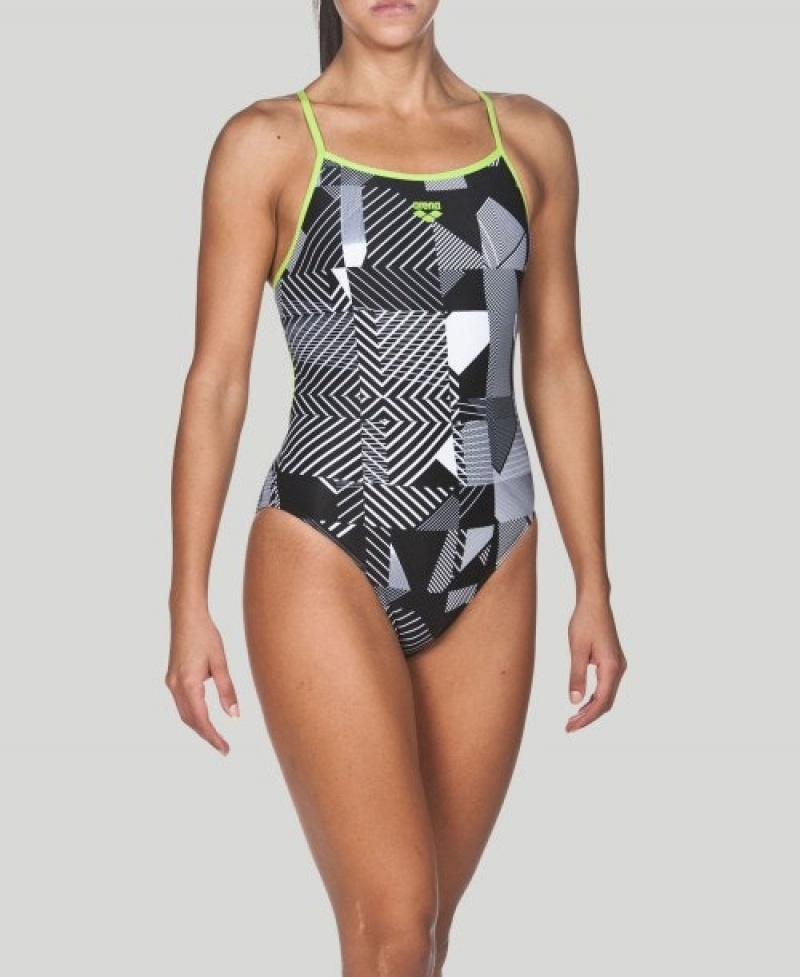 Grey Arena Optical Accelerate Back Women's Swimsuits | 99421041