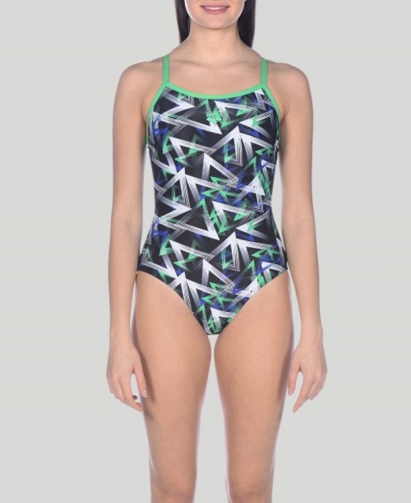 Grey Arena Power Triangle Light Drop Women's Swimsuits | 12947047