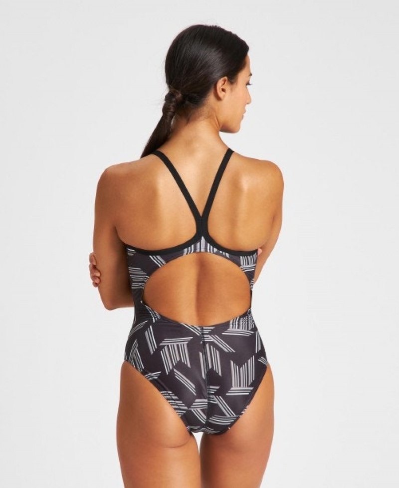 Grey Arena Puzzled Light Drop Back Women's Swimsuits | 63651414