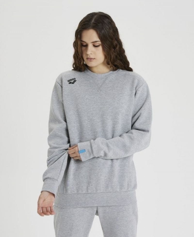 Grey Arena Solid Crewneck Women's Sweatshirts | 39597489