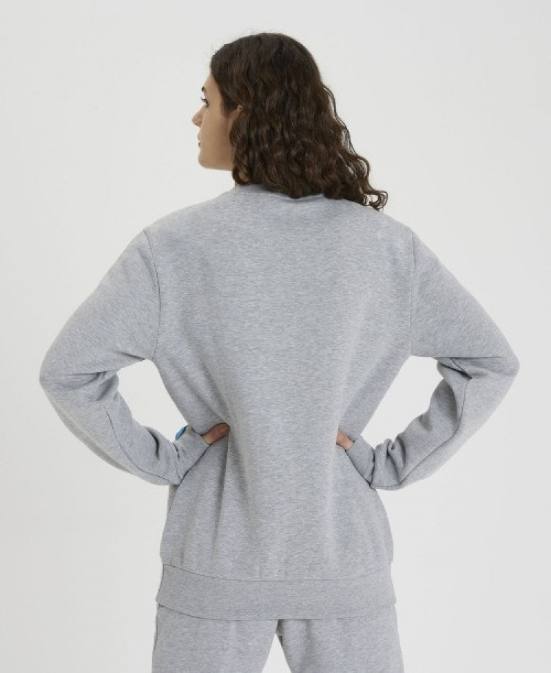 Grey Arena Solid Crewneck Women's Sweatshirts | 39597489