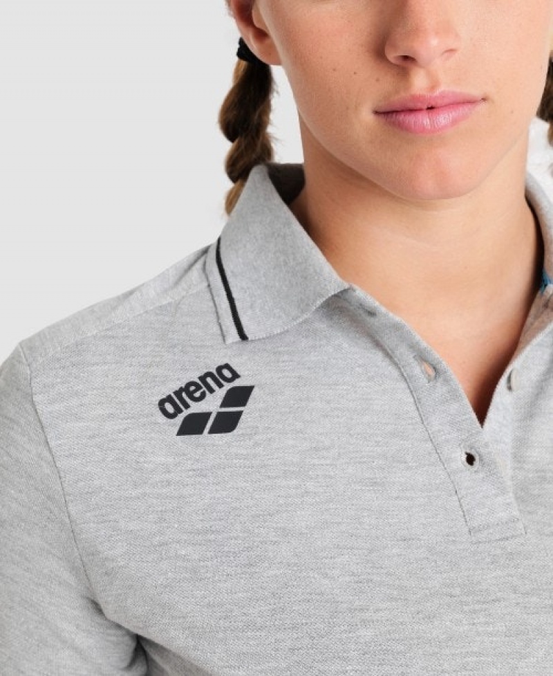 Grey Arena Team Cotton Solid Women's Polo Shirts | 7405824