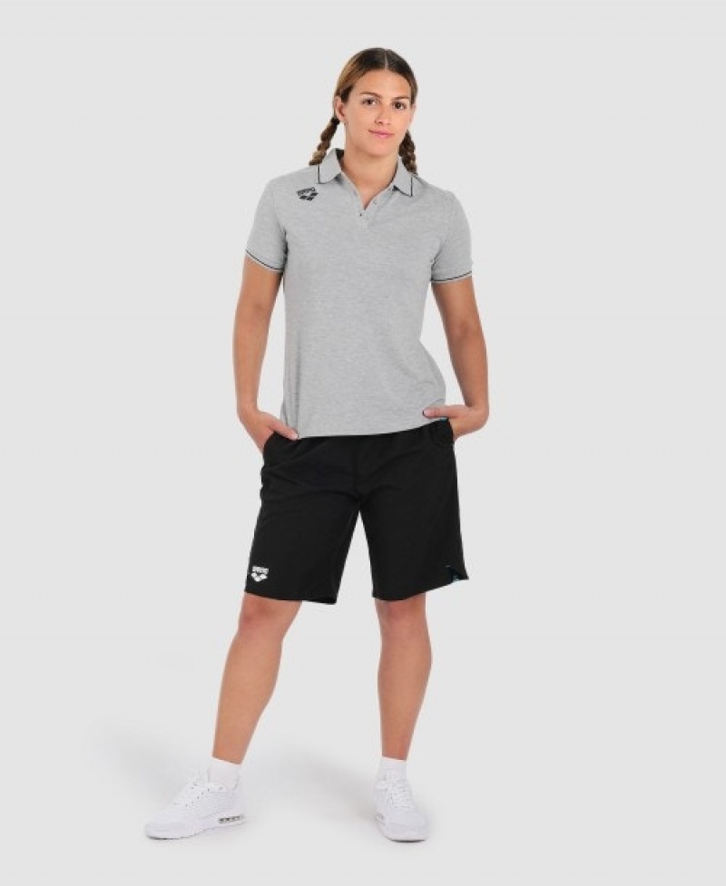 Grey Arena Team Cotton Solid Women's Polo Shirts | 7405824