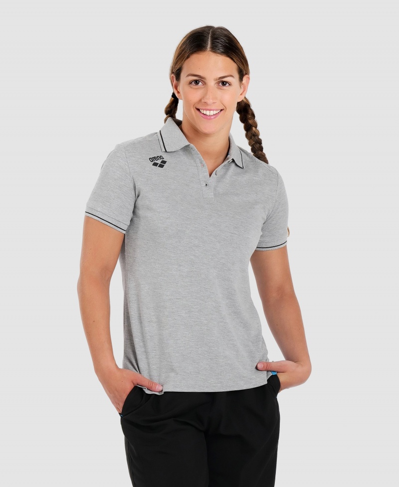 Grey Arena Team Cotton Solid Women\'s Polo Shirts | 7405824