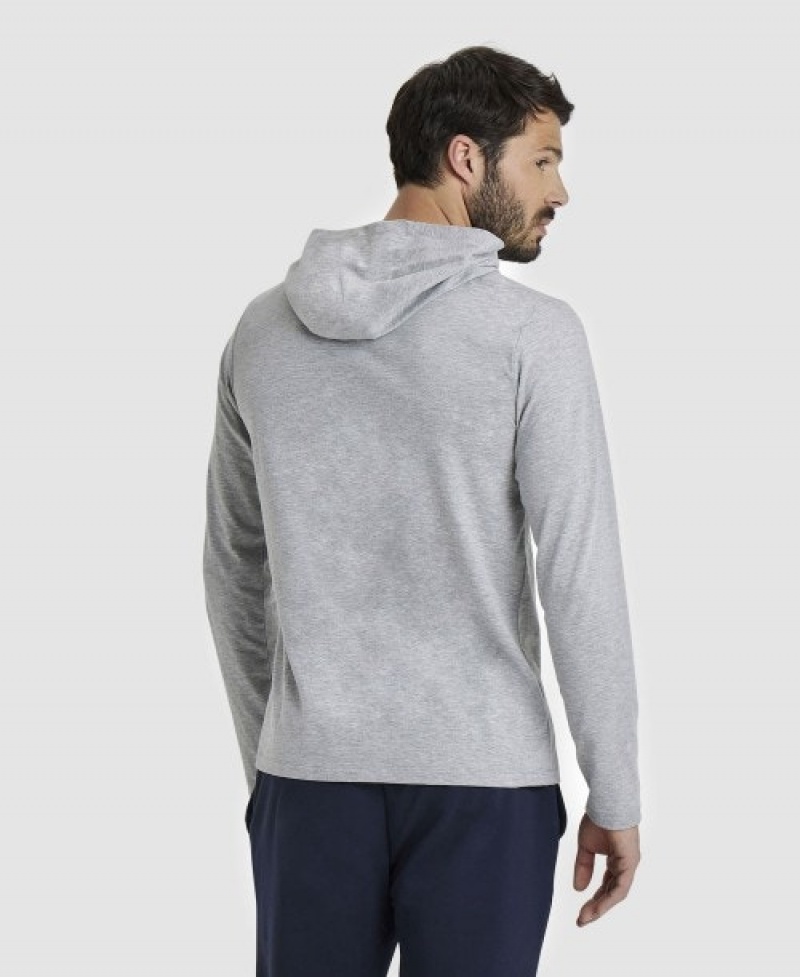 Grey Arena Team Hooded Panel Men's T Shirts | 64131334