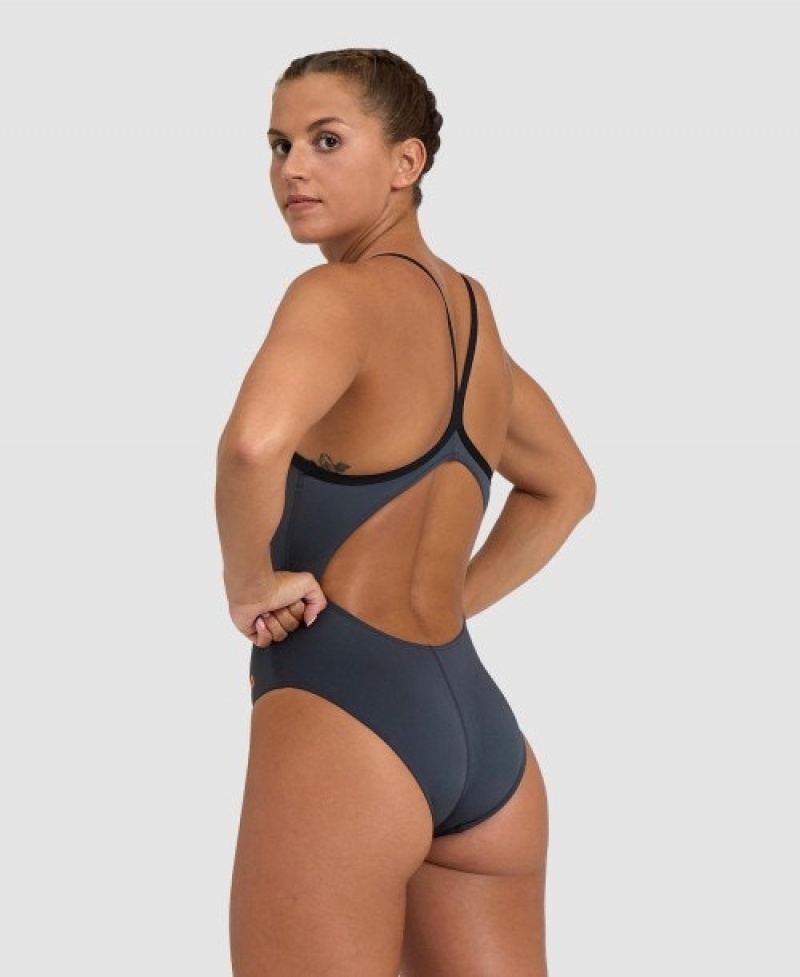 Grey Arena Team Light Drop Back Women's Swimsuits | 90000051