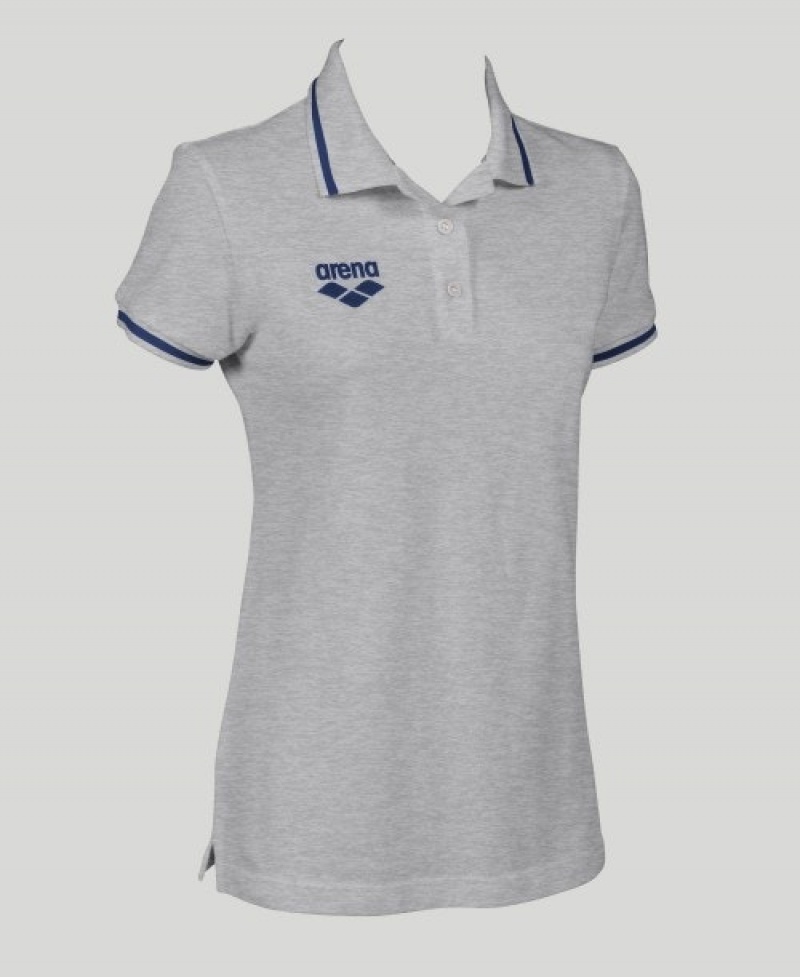 Grey Arena Team Line Short Sleeve Women's Polo Shirts | 90232804