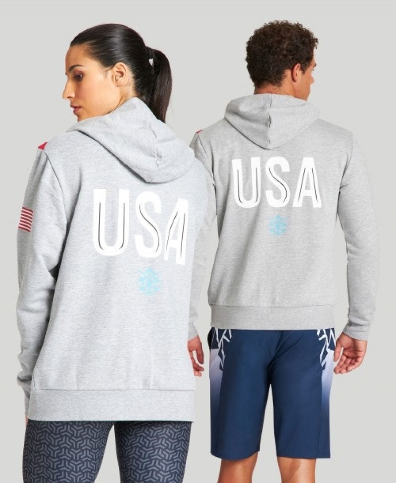 Grey Arena USA Swimming Team Kit Hooded Zip Men's Jackets | 86049894