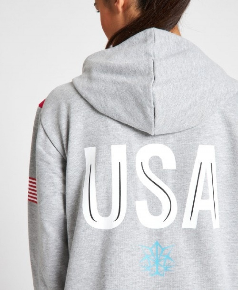 Grey Arena USA Swimming Team Kit Hooded Zip Women's Jackets | 59322777