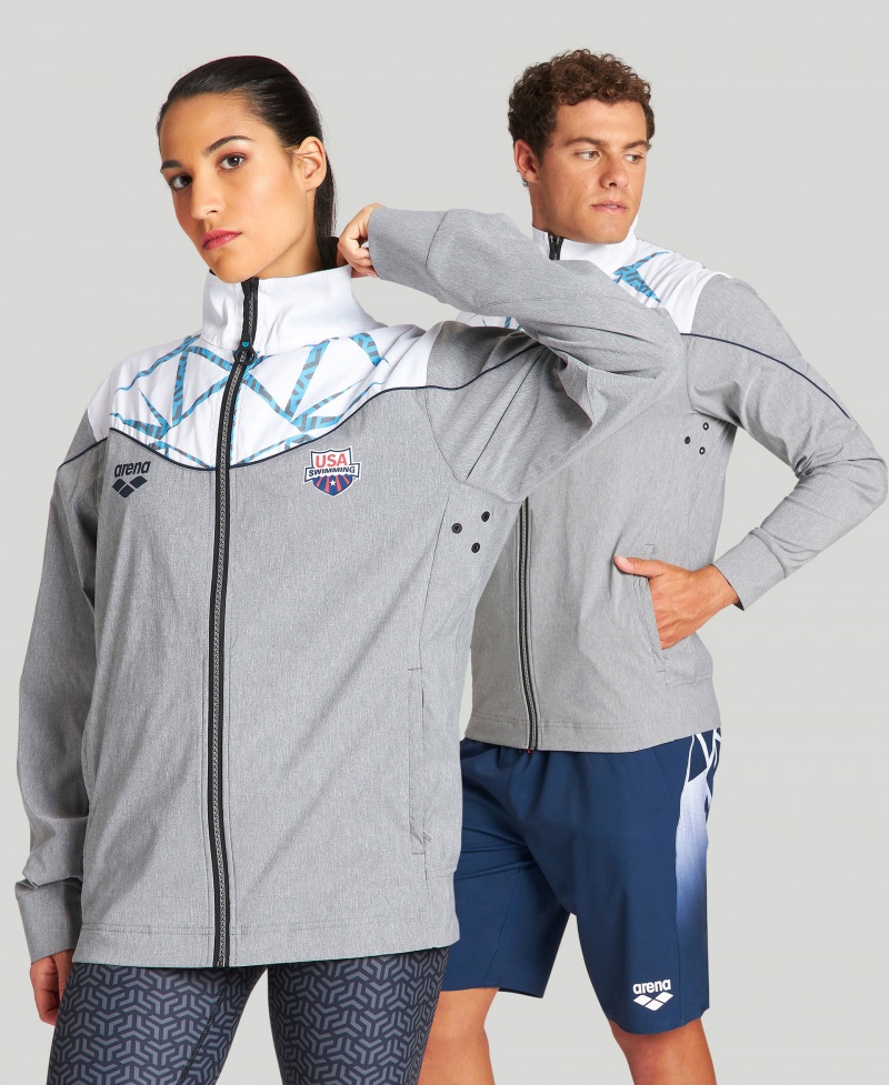 Grey Arena USA Swimming Team Kit Og Demin Warm Up Men's Jackets | 20246327