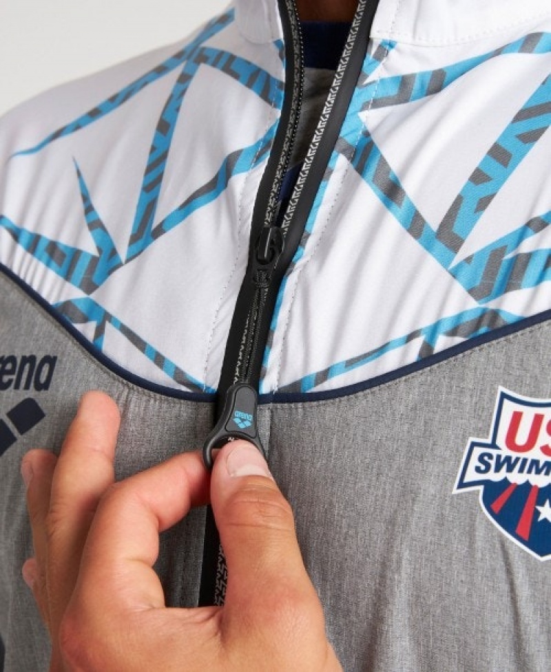 Grey Arena USA Swimming Team Kit Og Demin Warm Up Men's Jackets | 20246327