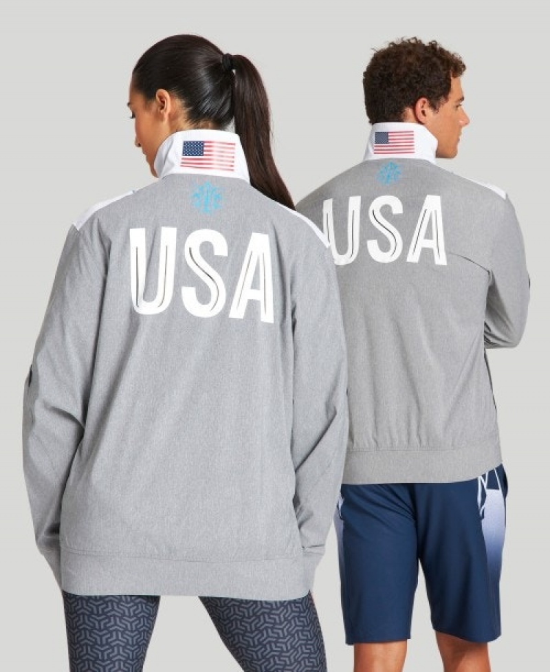 Grey Arena USA Swimming Team Kit Og Demin Warm Up Women's Jackets | 28259463