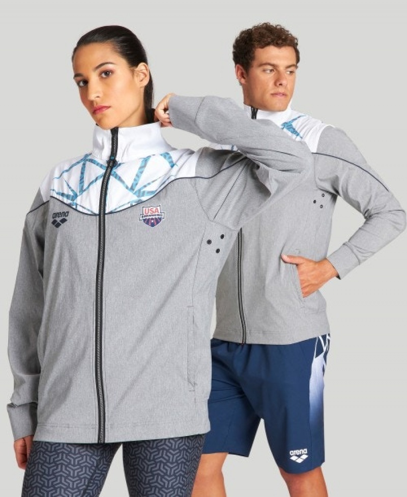 Grey Arena USA Swimming Team Kit Og Demin Warm Up Women's Jackets | 28259463