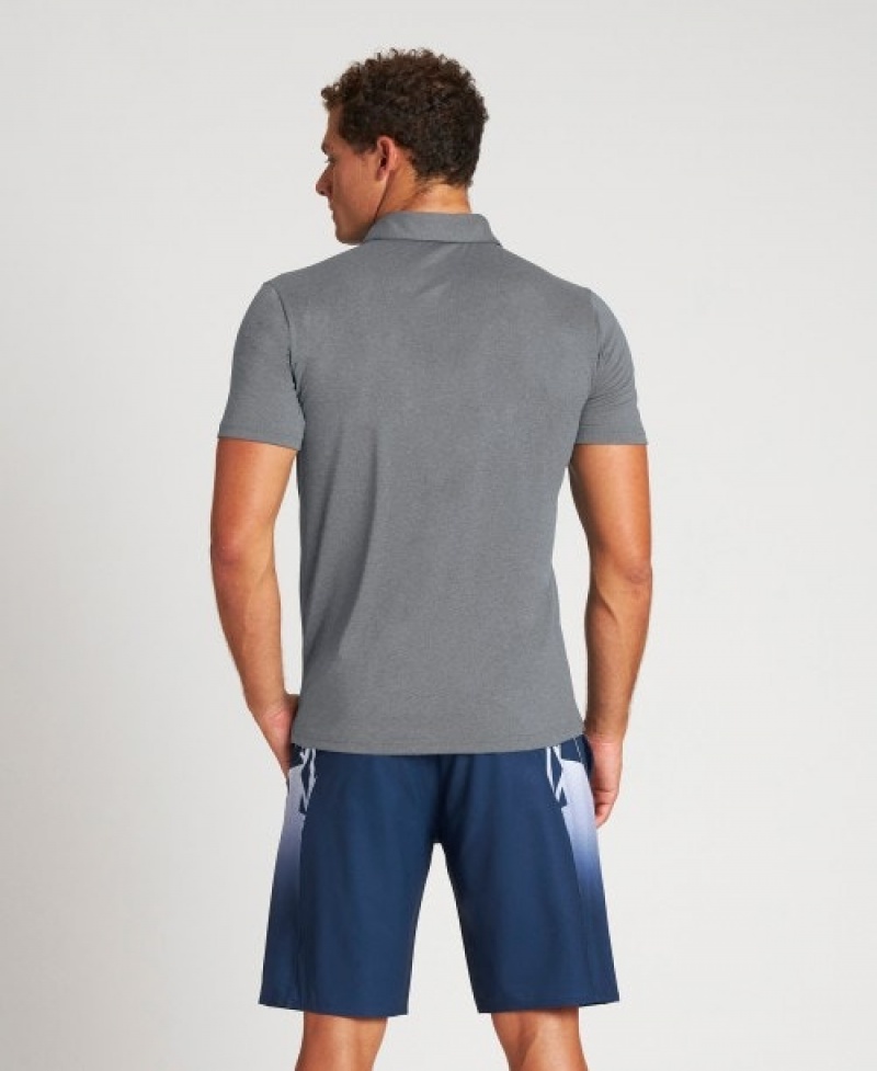 Grey Arena USA Tech Men's Polo Shirts | 60096