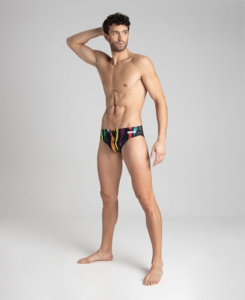 Multicolor Arena Team Painted Stripes Men's Briefs | 94680514