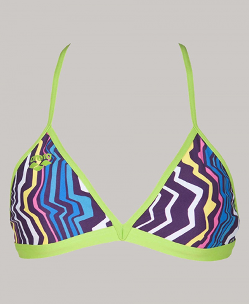 Multicolor Arena Zig Zag Tie Back Top Women\'s Bikinis | 9654354