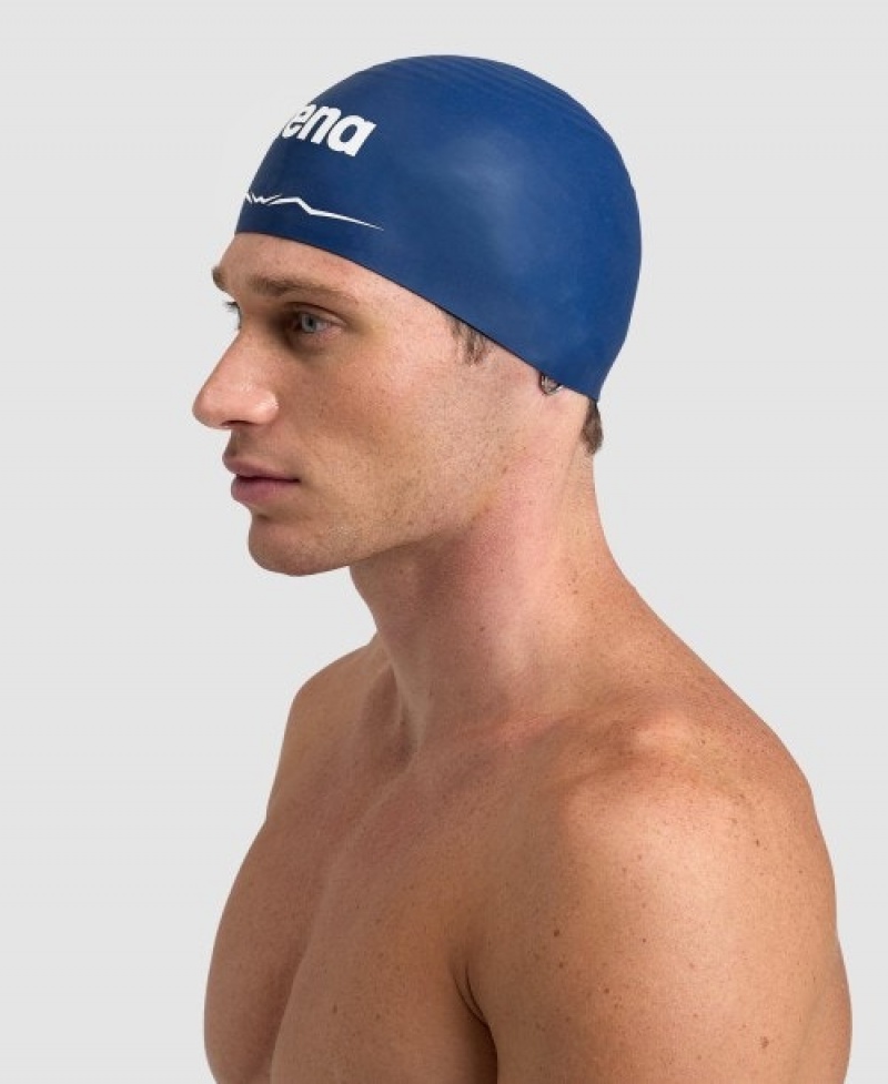 Navy Arena Aquaforce Wave Men's Swim Cap | 90761336