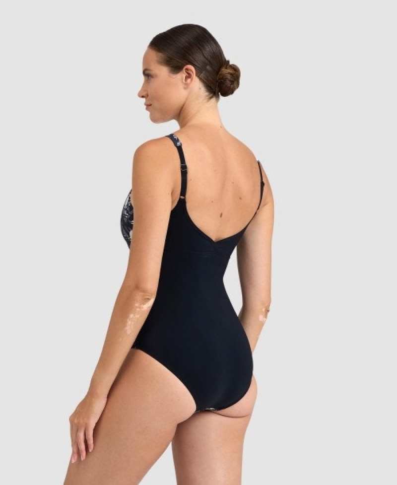 Navy Arena Bodylift Francy Panel Strap Back Women's Swimsuits | 48830004