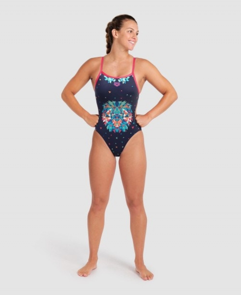 Navy Arena Drew Kibler Collection Challenge Back Women's Swimsuits | 25172562