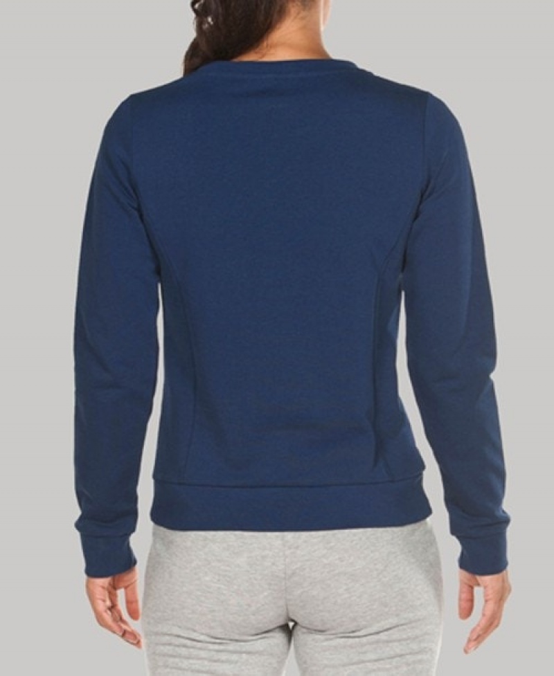 Navy Arena Essential Crew Women's Sweatshirts | 38457952