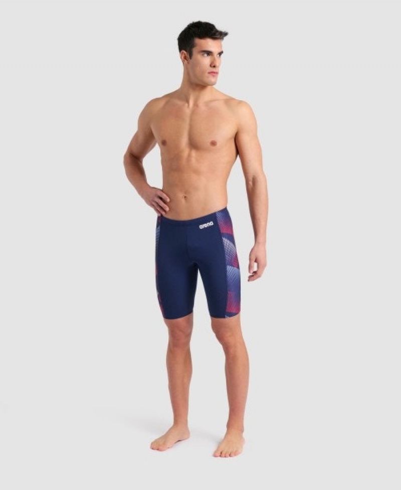 Navy Arena Halftone Jammer Men's Swim Shorts | 33836928