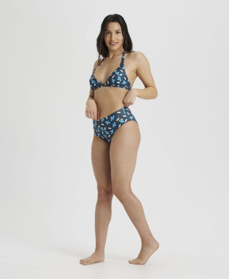 Navy Arena Halterneck Multiprints Women's Bikinis | 31381486