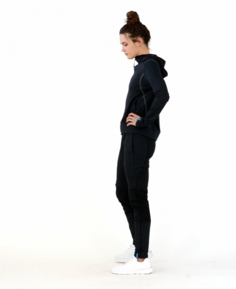 Navy Arena Hooded Sport Spacer Women's Jackets | 53165293