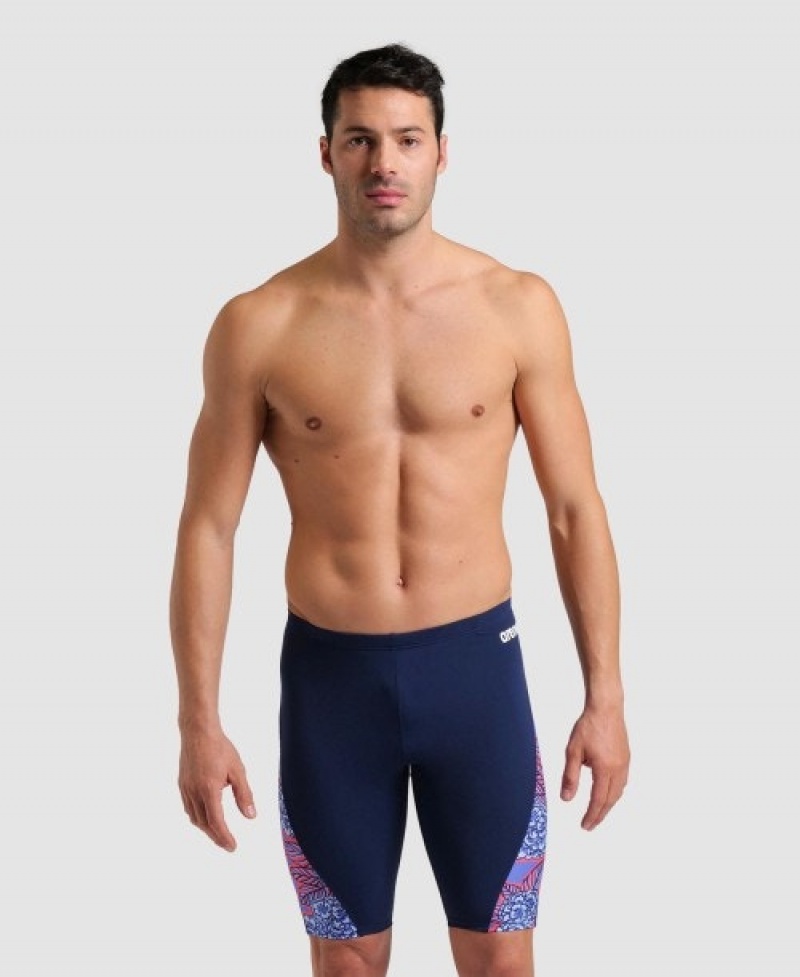 Navy Arena Hydrange Bouquet Jammer Men's Swim Shorts | 85042801