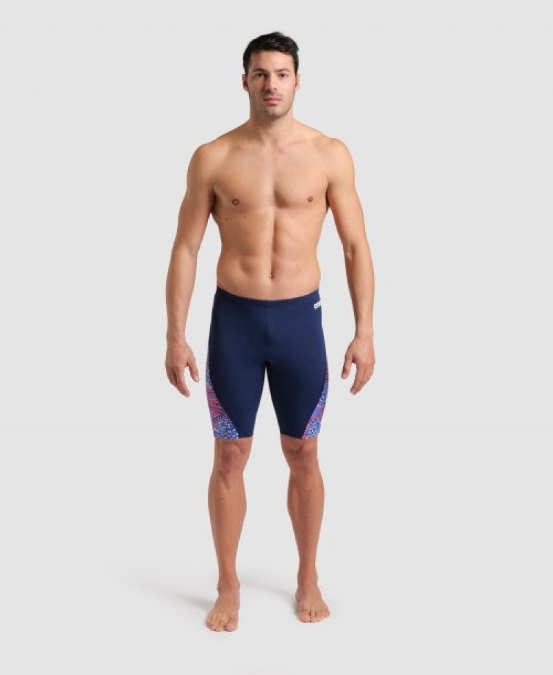 Navy Arena Hydrange Bouquet Jammer Men's Swim Shorts | 85042801