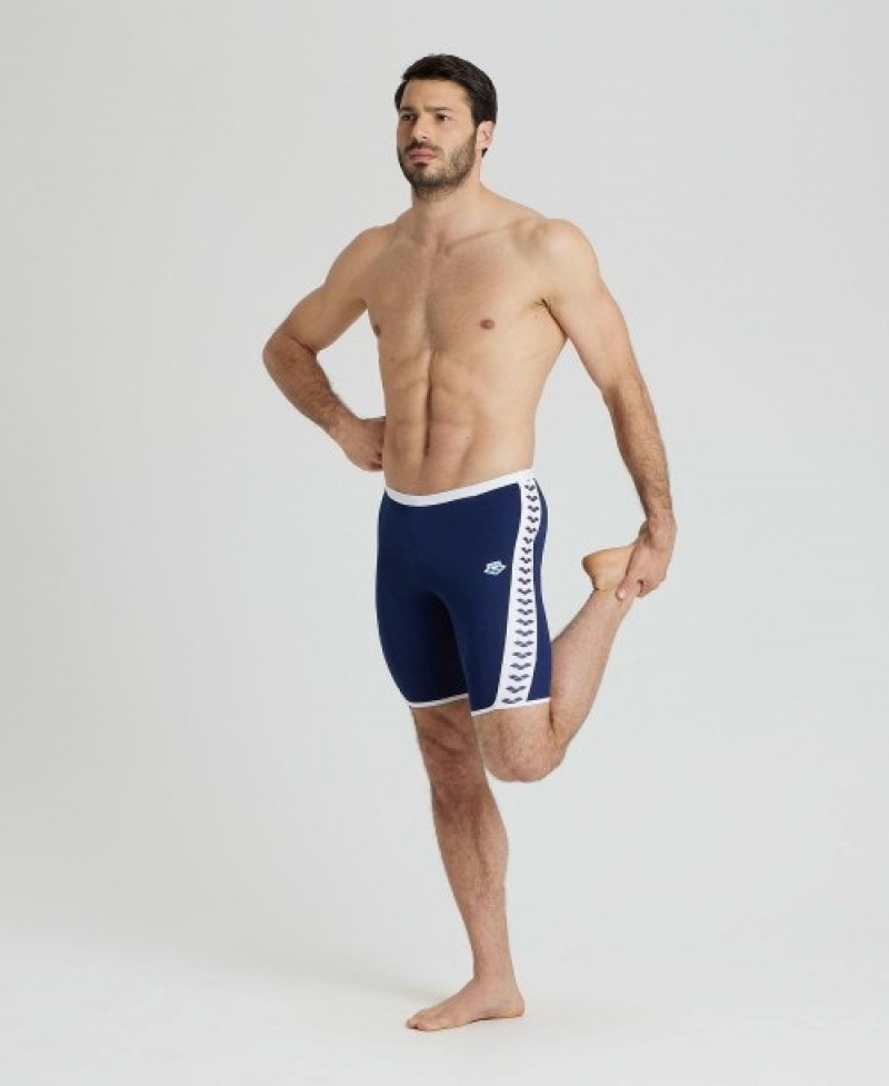 Navy Arena Icons Solid Jammer Men's Swim Shorts | 27063530