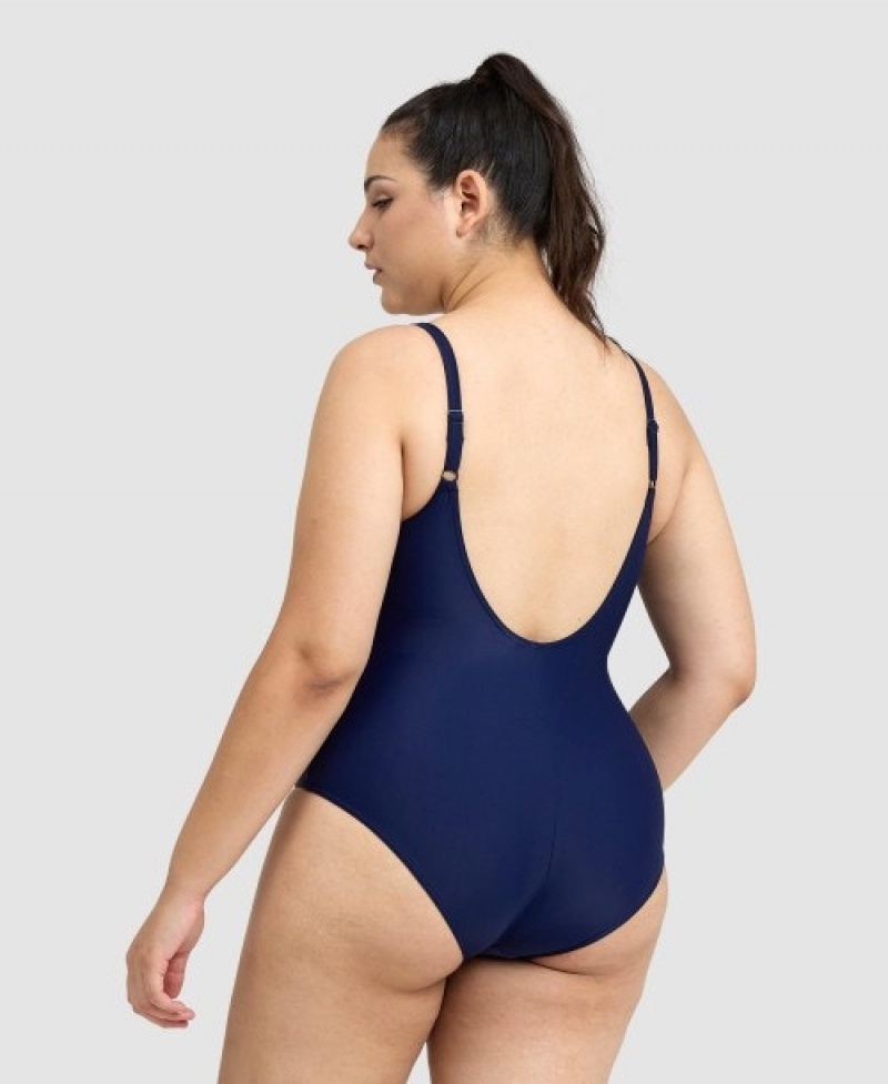 Navy Arena Imprint U Back Plus Women's Swimsuits | 38326271