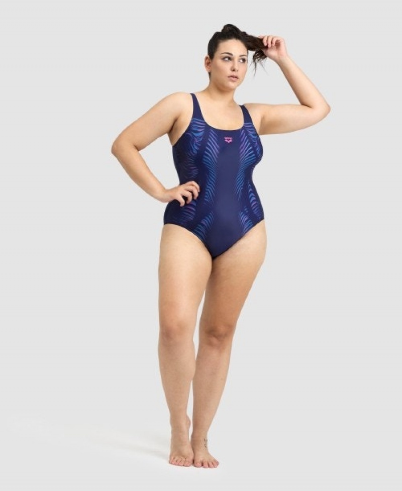 Navy Arena Imprint U Back Plus Women's Swimsuits | 38326271