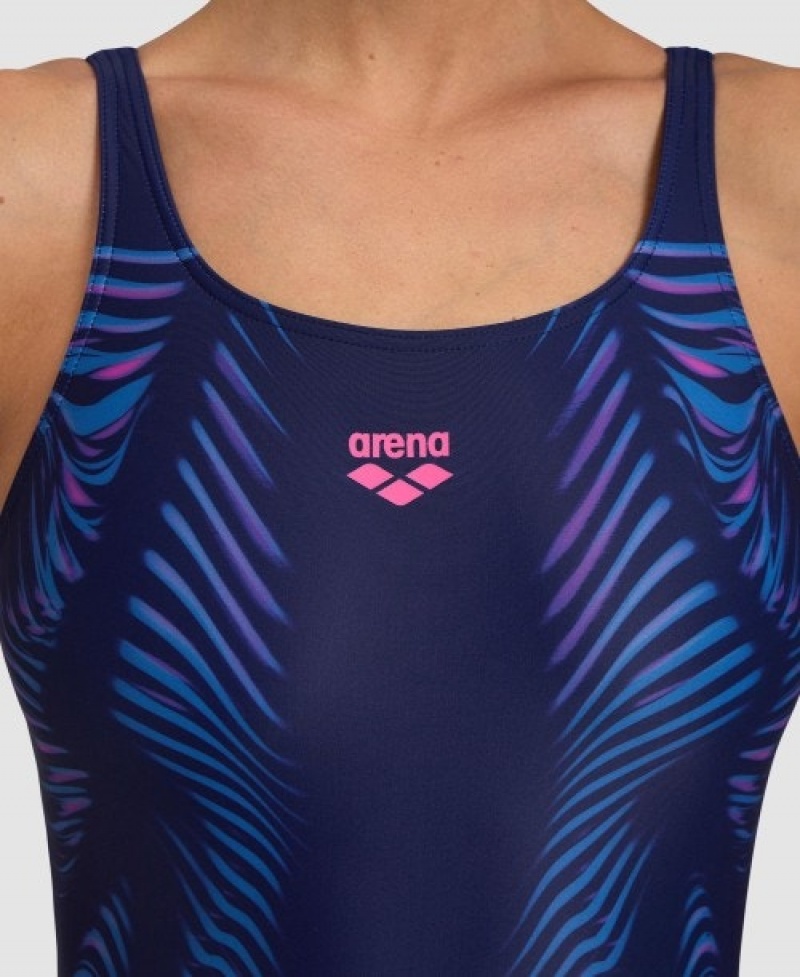 Navy Arena Imprint U Back Women's Swimsuits | 15079748