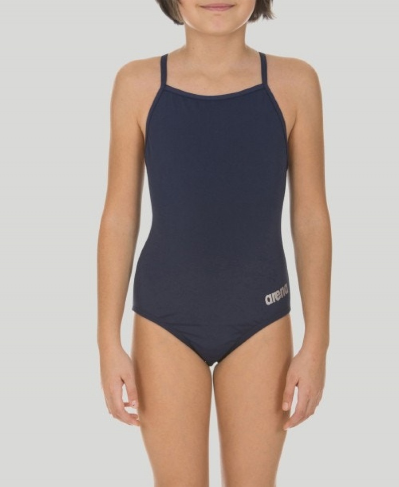 Navy Arena Master Youth Light Drop Back Girls' Swimsuits | 19101270