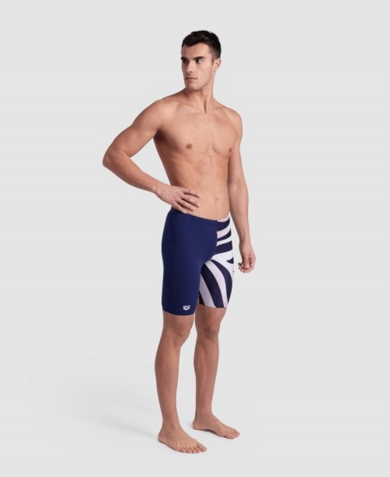 Navy Arena Multi Stripes Swim Jammer Men's Swim Shorts | 58705911