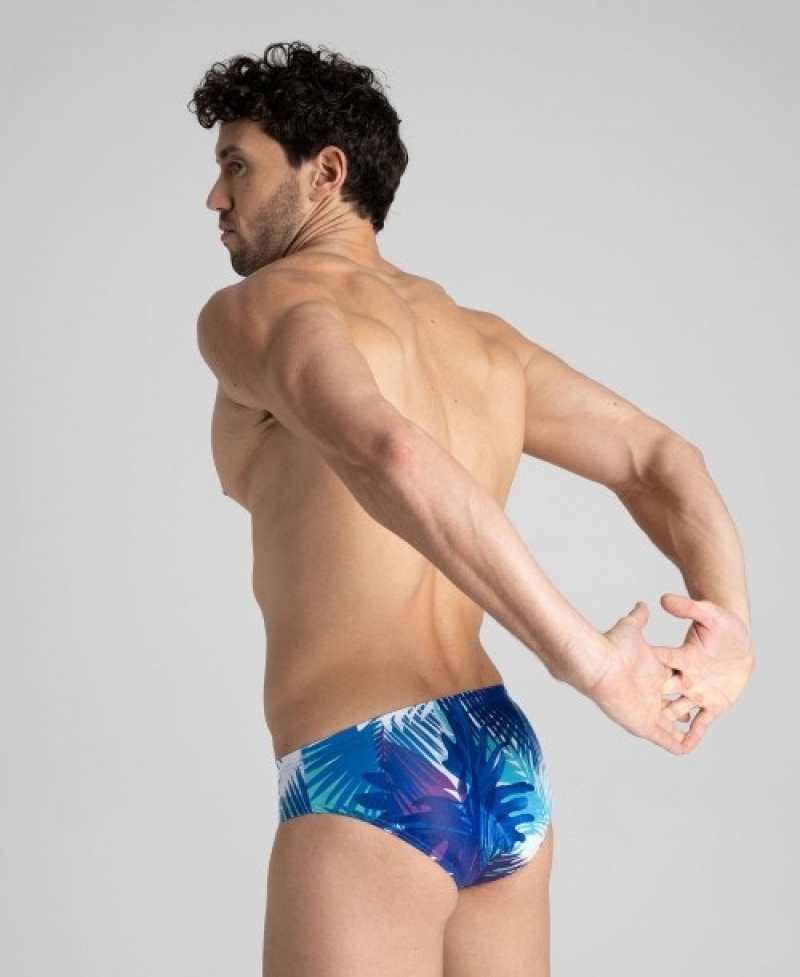 Navy Arena Palm Print Men's Briefs | 92703710