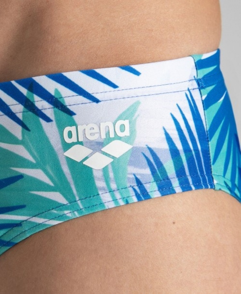 Navy Arena Palm Print Men's Briefs | 92703710