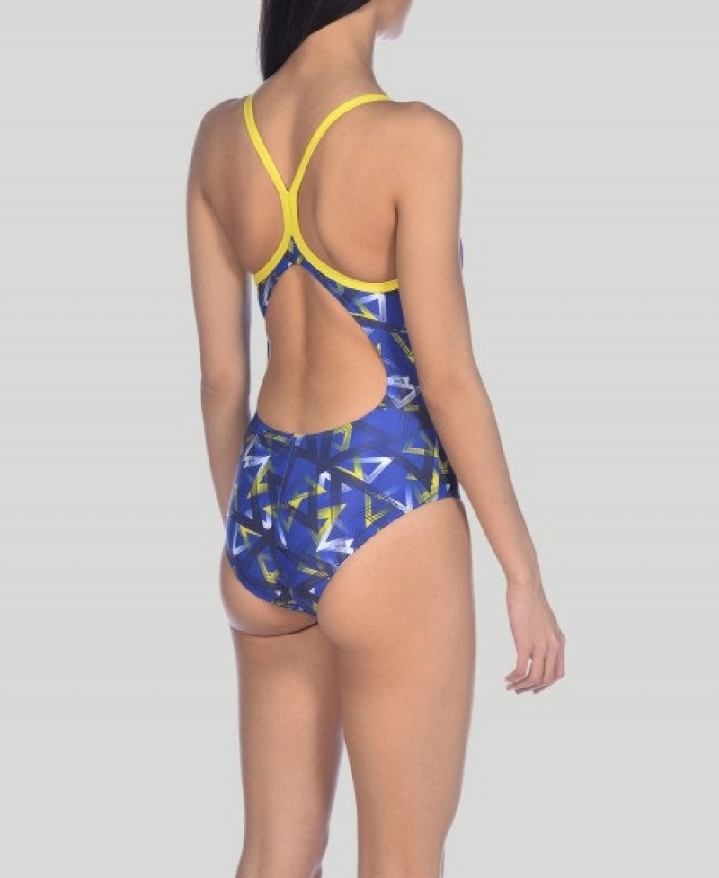 Navy Arena Power Triangle Light Drop Women's Swimsuits | 19642614