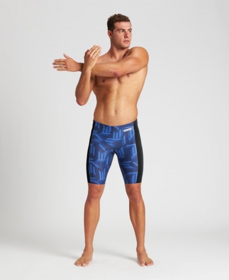 Navy Arena Puzzled Jammer Men's Swim Shorts | 9659885