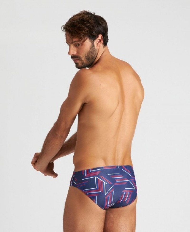 Navy Arena Puzzled Men's Briefs | 21638556