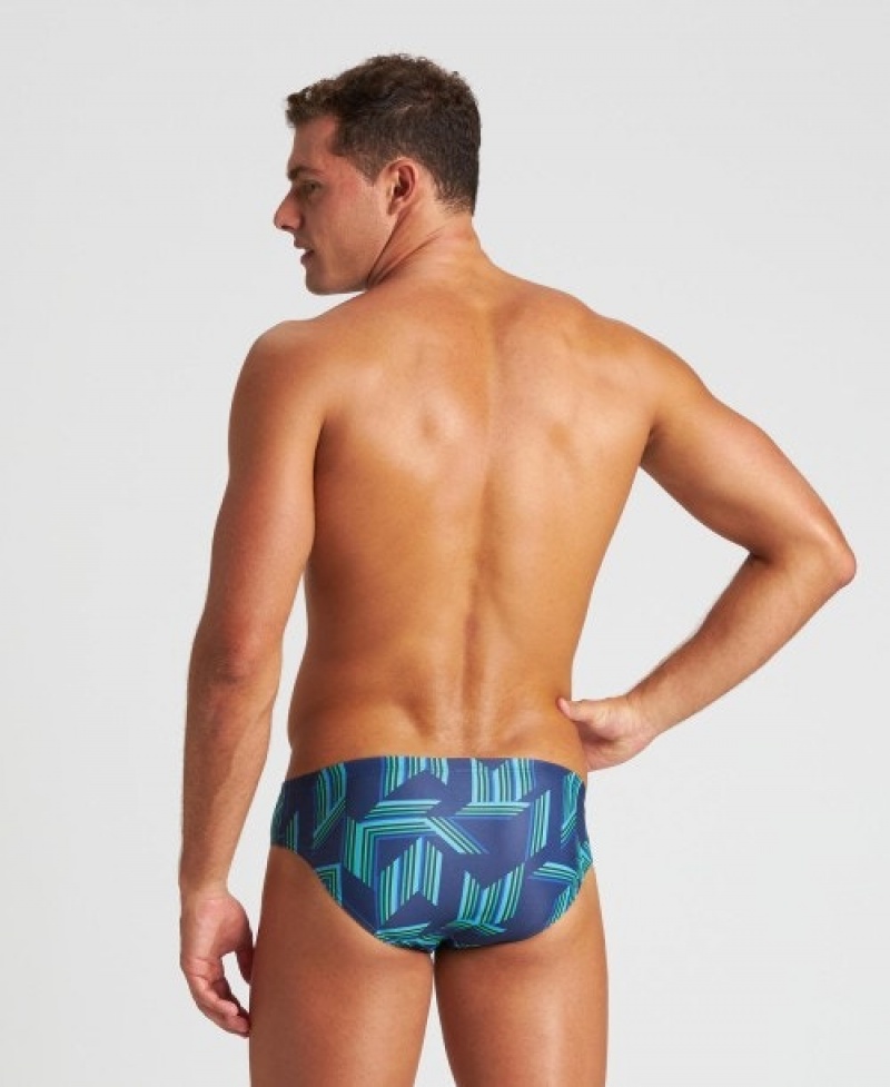 Navy Arena Puzzled Men's Briefs | 46463678