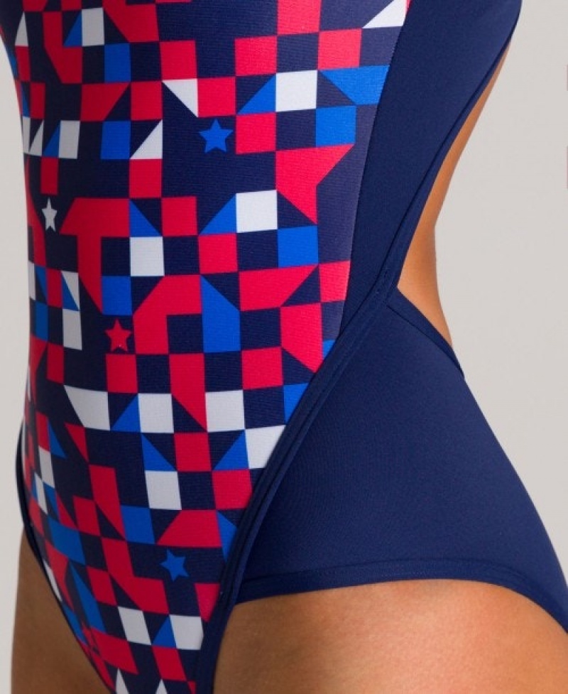 Navy Arena Red USA Superfly Back Women's Swimsuits | 72063974