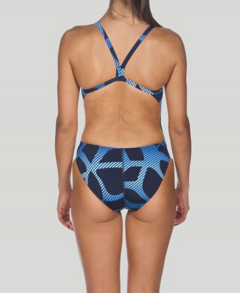 Navy Arena Spider Challenge Back Women's Swimsuits | 30166517