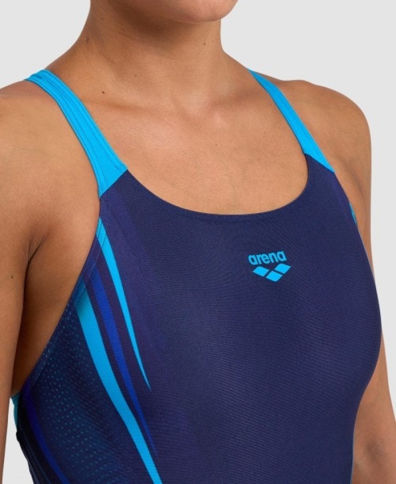 Navy Arena Spikes Pro Back Women's Swimsuits | 51788999