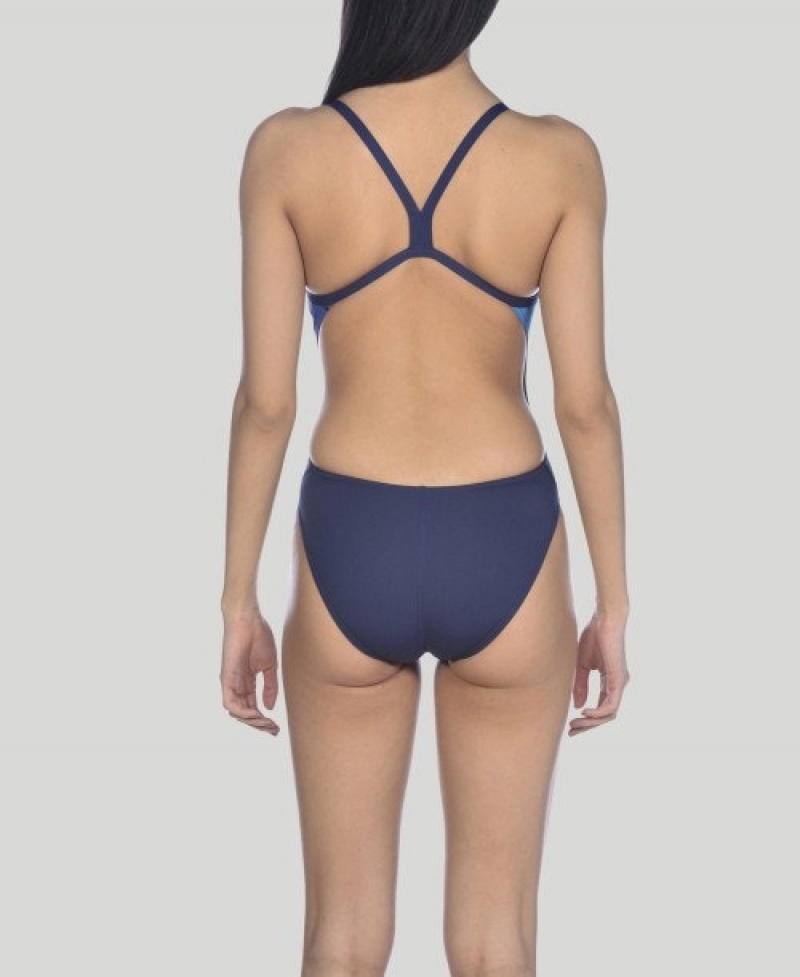 Navy Arena Spraypaint Challenge Back Women's Swimsuits | 12068753