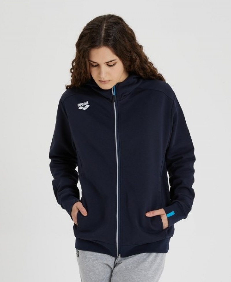 Navy Arena Team Hooded Panel Men's Jackets | 65534545