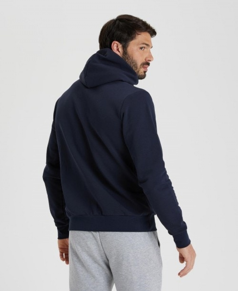 Navy Arena Team Hooded Panel Men's Jackets | 65534545