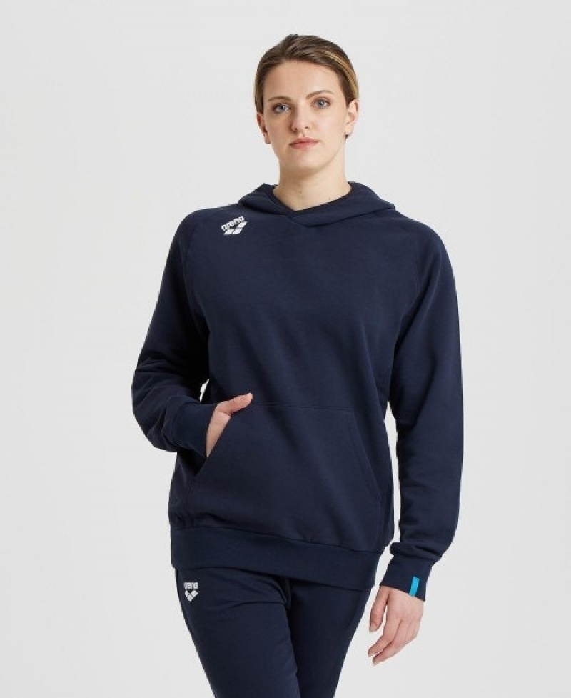 Navy Arena Team Hooded Panel Men's Sweatshirts | 98077980