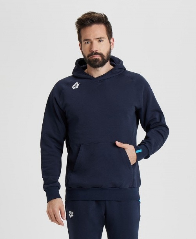 Navy Arena Team Hooded Panel Men's Sweatshirts | 98077980